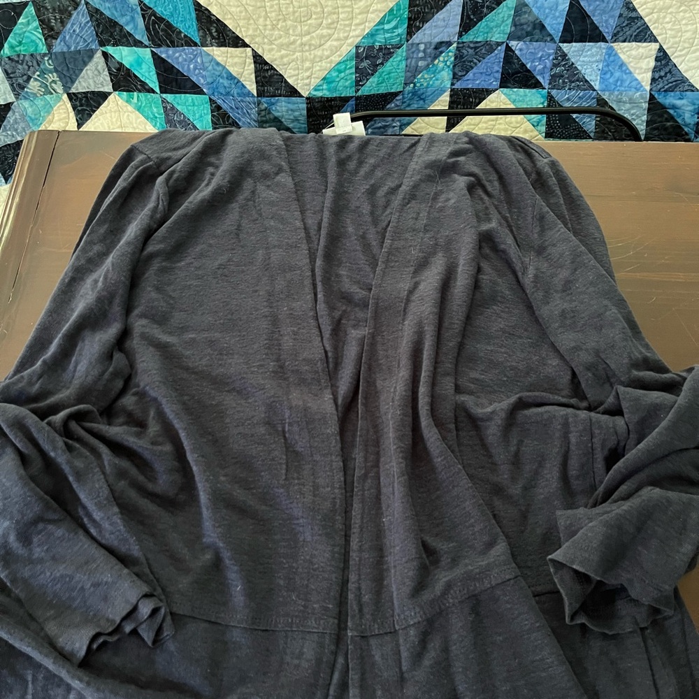 J. Jill Linen Top - Deep Navy open front - Picture 2 of 3